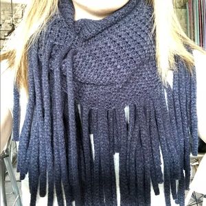 NWT 2 Chic Navy Fringe Infinity Scarf